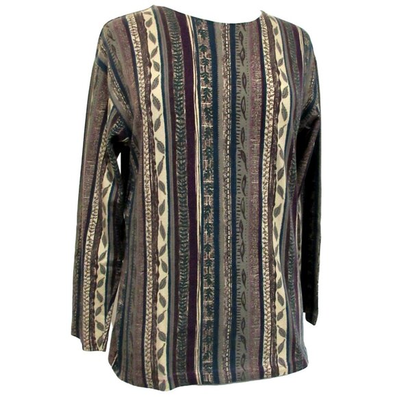 Woolrich Womens 100% Cotton Long Sleeve Pullover Top Leaf & Vine Print Sz S - Picture 2 of 6